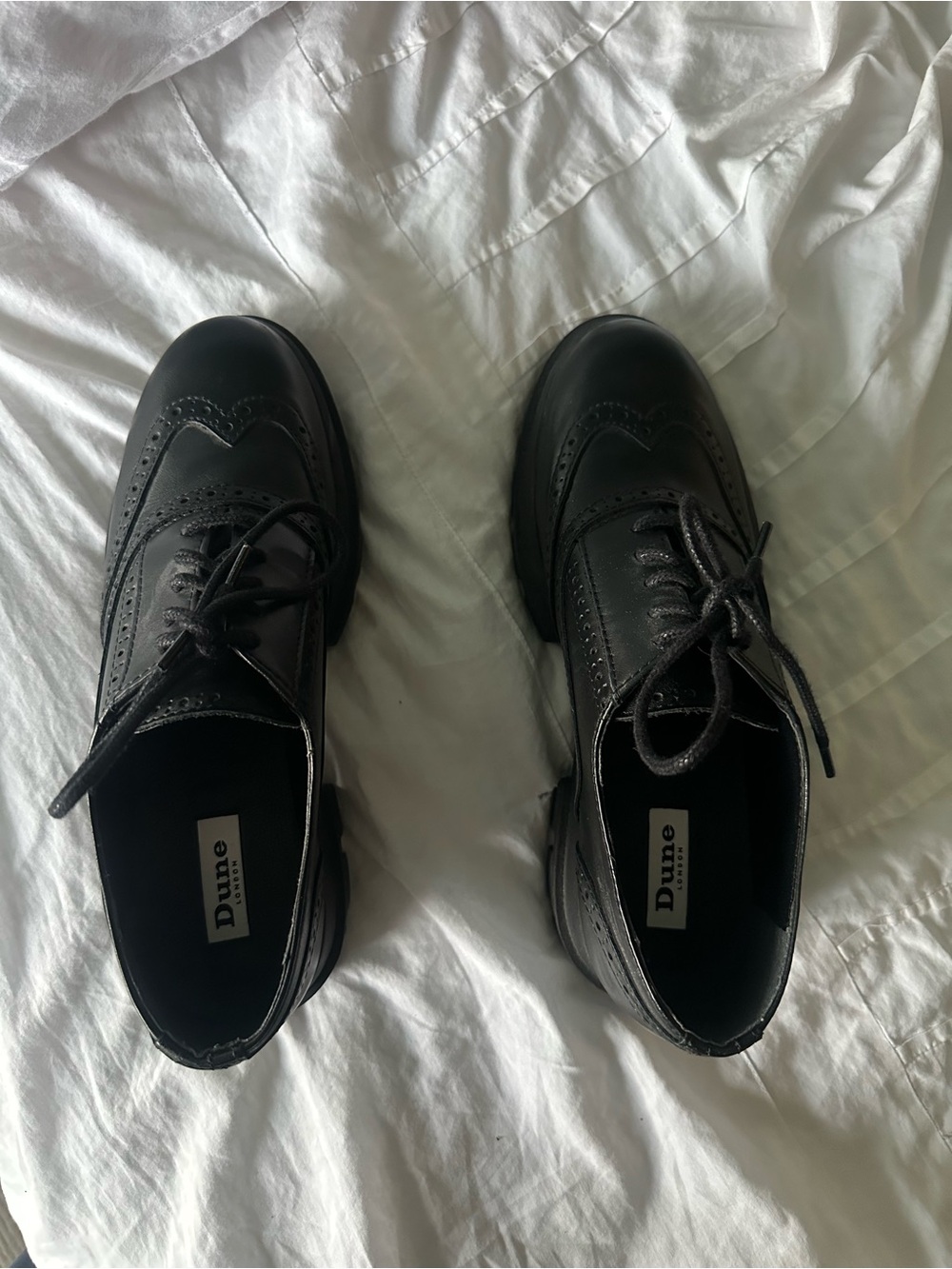Dune London Black Wingtip Lace-Up Loafers